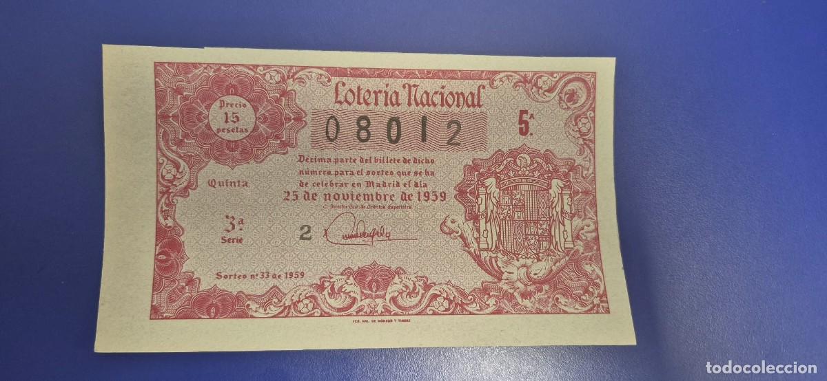Loter&iacute;a nacional: LOTERIA NACIONAL SORTEO 33 DE 1959