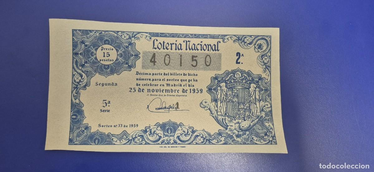 Loter&iacute;a nacional: LOTERIA NACIONAL SORTEO 33 DE 1959