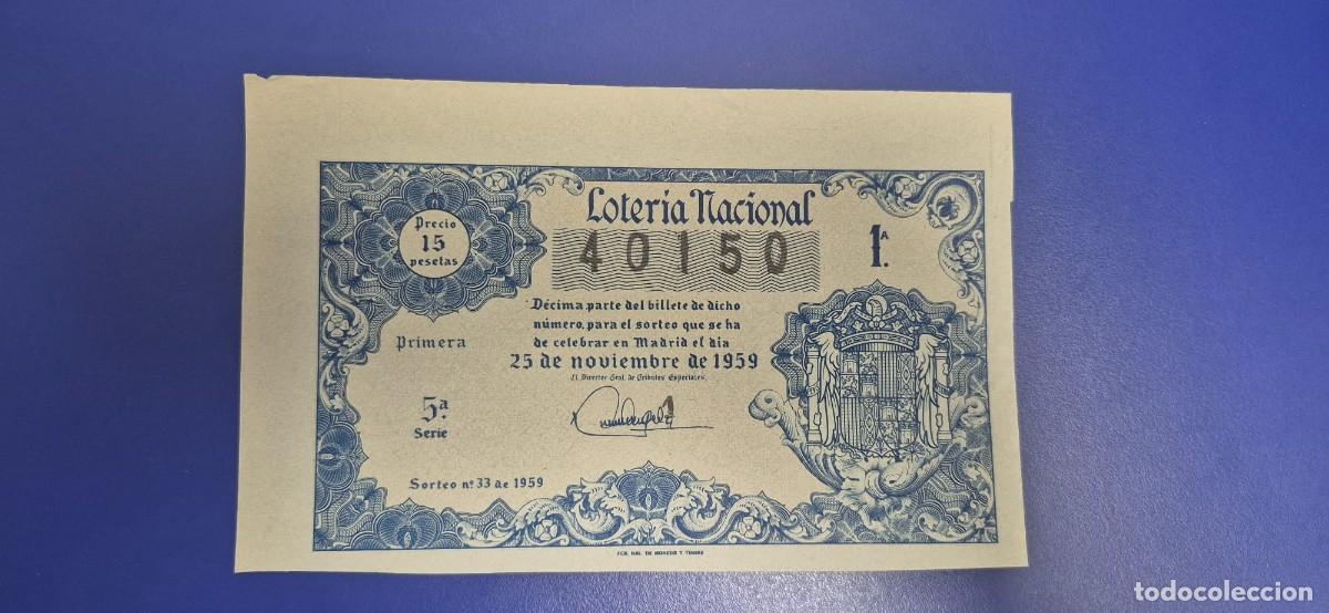 Loter&iacute;a nacional: LOTERIA NACIONAL SORTEO 33 DE 1959