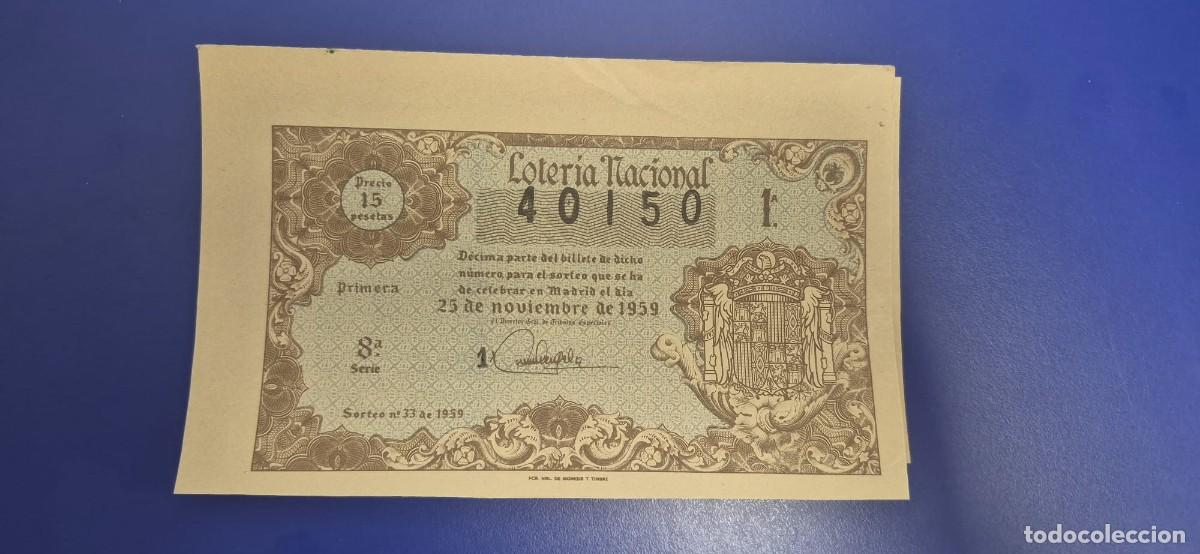 Loter&iacute;a nacional: LOTERIA NACIONAL SORTEO 33 DE 1959