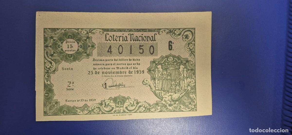 Loter&iacute;a nacional: LOTERIA NACIONAL SORTEO 33 DE 1959