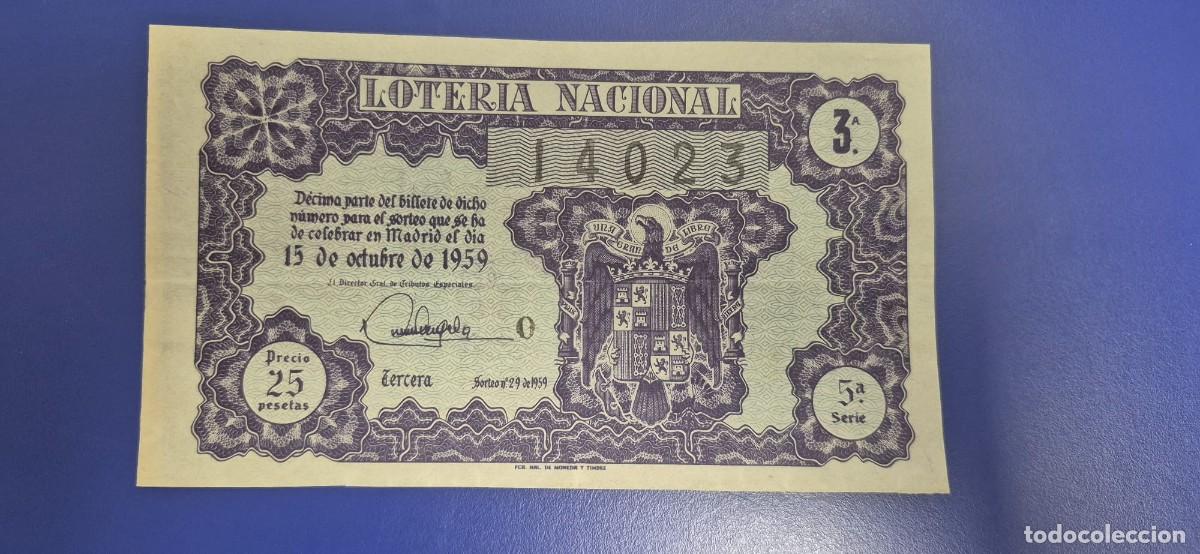 Loter&iacute;a nacional: LOTERIA NACIONAL SORTEO 29 DE 1959