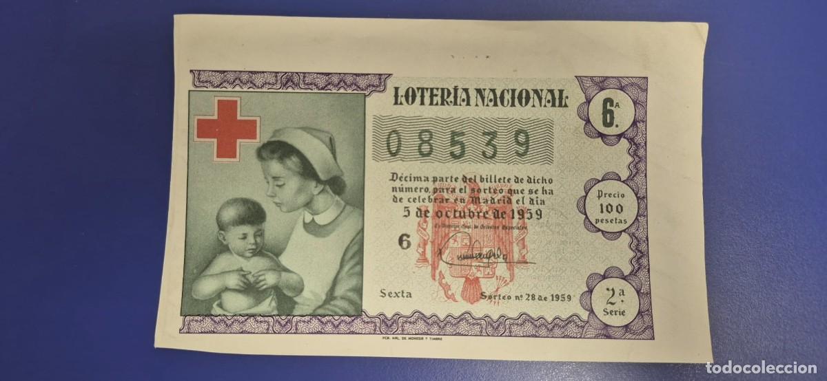 Loter&iacute;a nacional: LOTERIA NACIONAL SORTEO 28 DE 1959 CRUZ ROJA