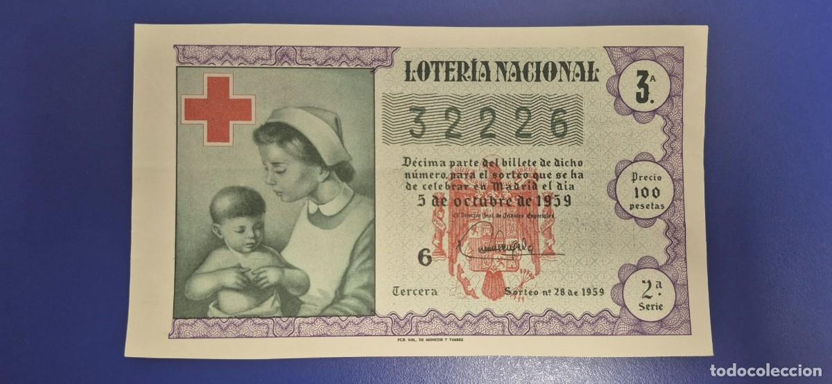 Loter&iacute;a nacional: LOTERIA NACIONAL SORTEO 28 DE 1959 CRUZ ROJA