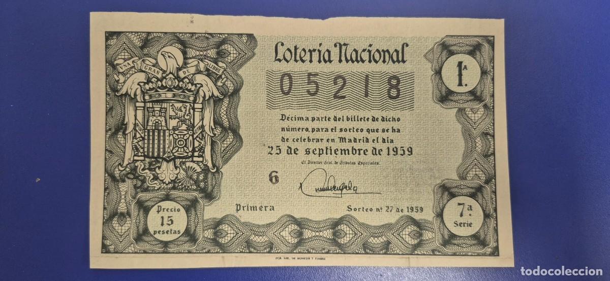 Loter&iacute;a nacional: LOTERIA NACIONAL SORTEO 27 DE 1959