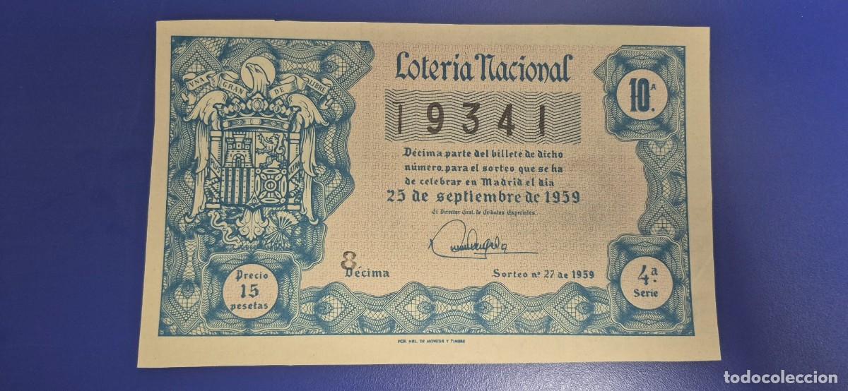 Loter&iacute;a nacional: LOTERIA NACIONAL SORTEO 27 DE 1959