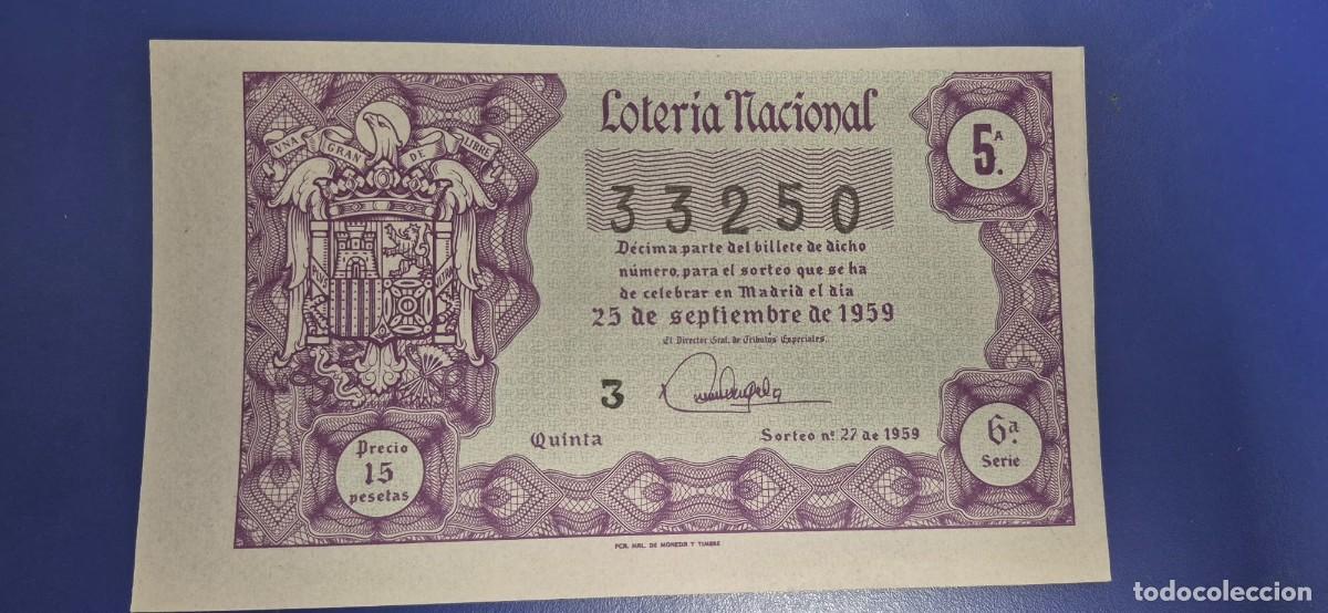 Loter&iacute;a nacional: LOTERIA NACIONAL SORTEO 27 DE 1959