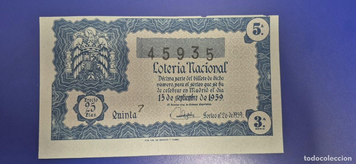Loter&iacute;a nacional: LOTERIA NACIONAL SORTEO 26 DE 1959