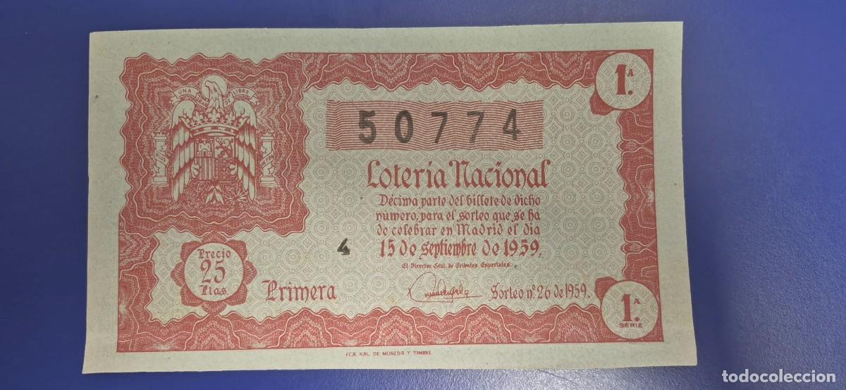 Loter&iacute;a nacional: LOTERIA NACIONAL SORTEO 26 DE 1959