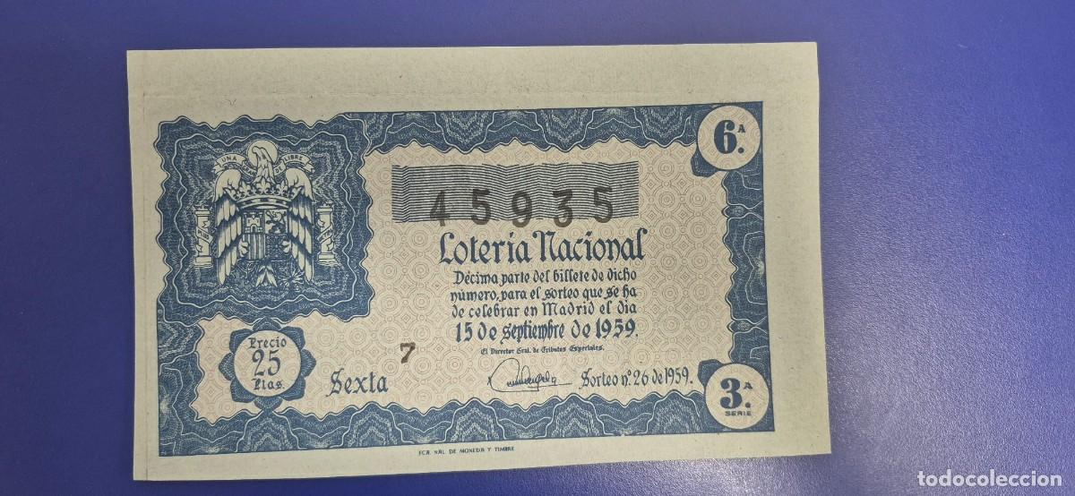 Loter&iacute;a nacional: LOTERIA NACIONAL SORTEO 26 DE 1959