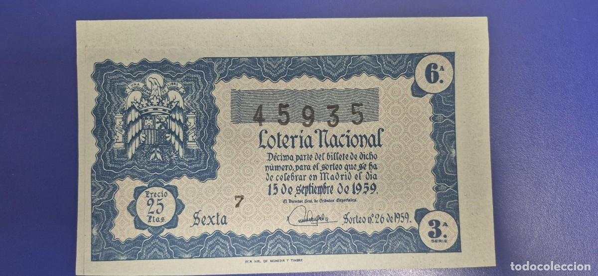 Loter&iacute;a nacional: LOTERIA NACIONAL SORTEO 26 DE 1959