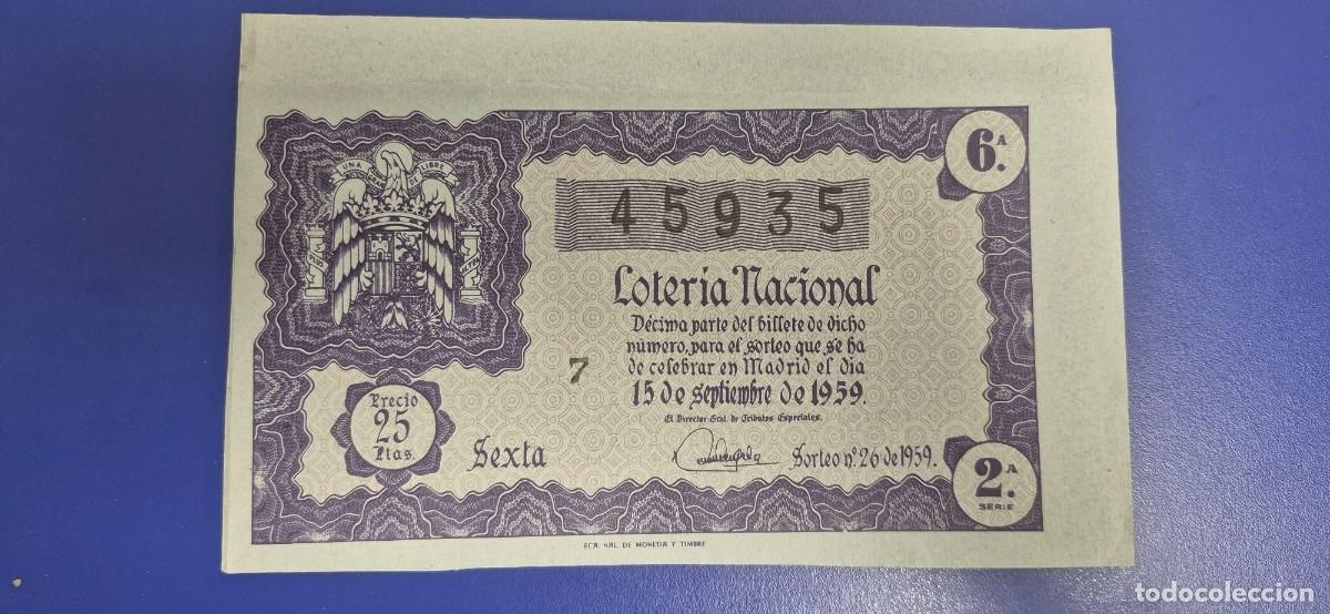 Loter&iacute;a nacional: LOTERIA NACIONAL SORTEO 26 DE 1959