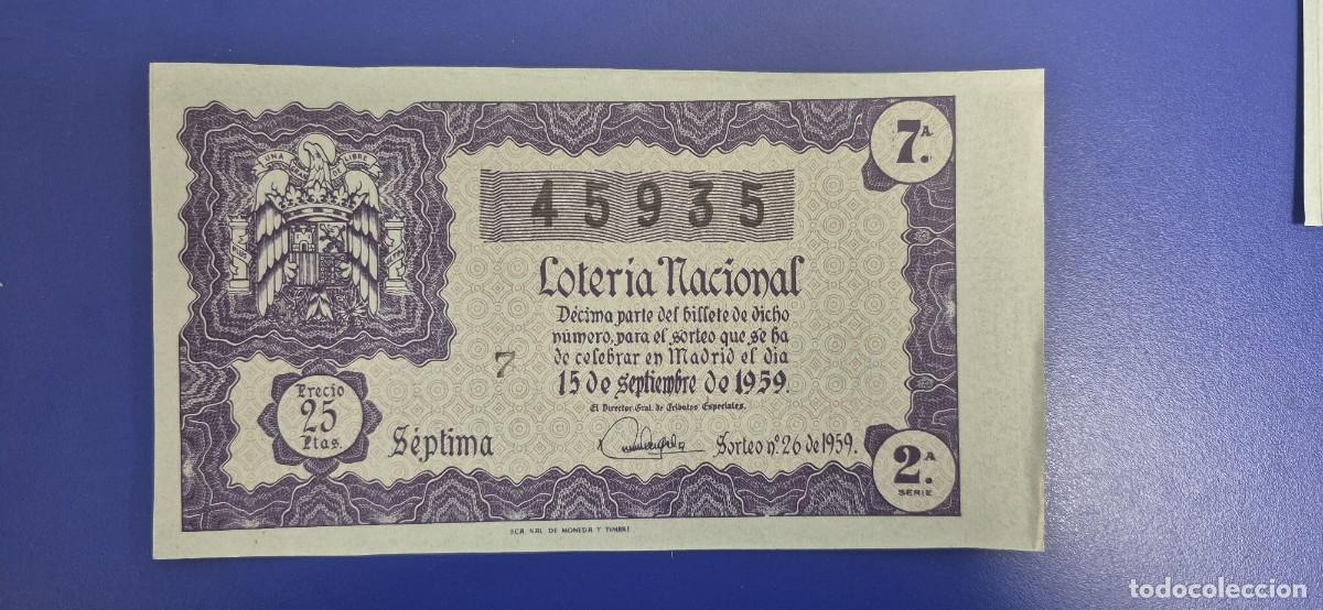 Loter&iacute;a nacional: LOTERIA NACIONAL SORTEO 26 DE 1959