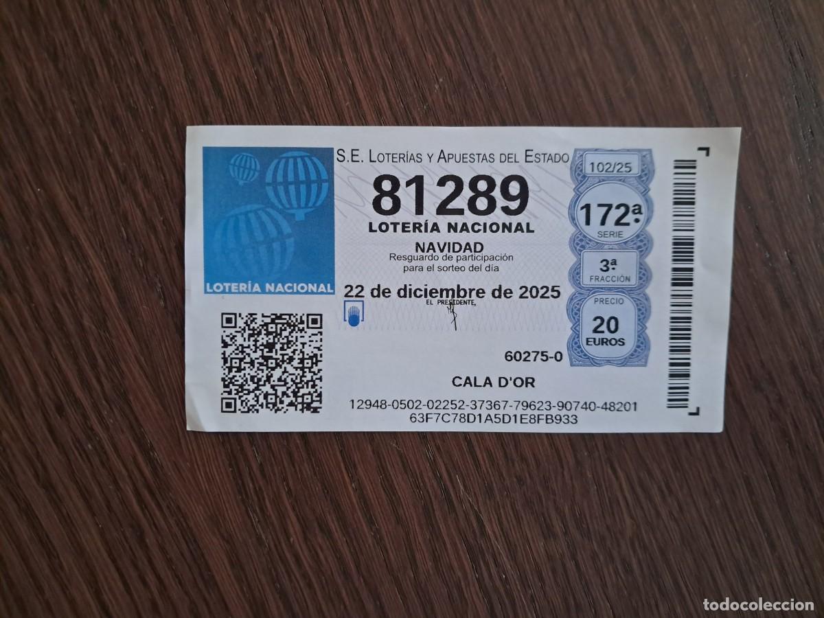 Loter&iacute;a nacional: d&eacute;cimo loter&iacute;a de m&aacute;quina, 22-12-25, extra navidad, n&ordm; 81.289.