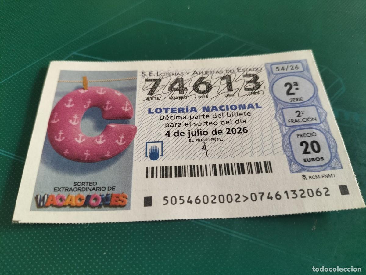 Loter&iacute;a nacional: 1 DECIMO LOTERIA NACIONAL SABADO 4 JULIO 2026 54/26 SORTEO EXTRAO. VACACIONES ( C FUCSIA
