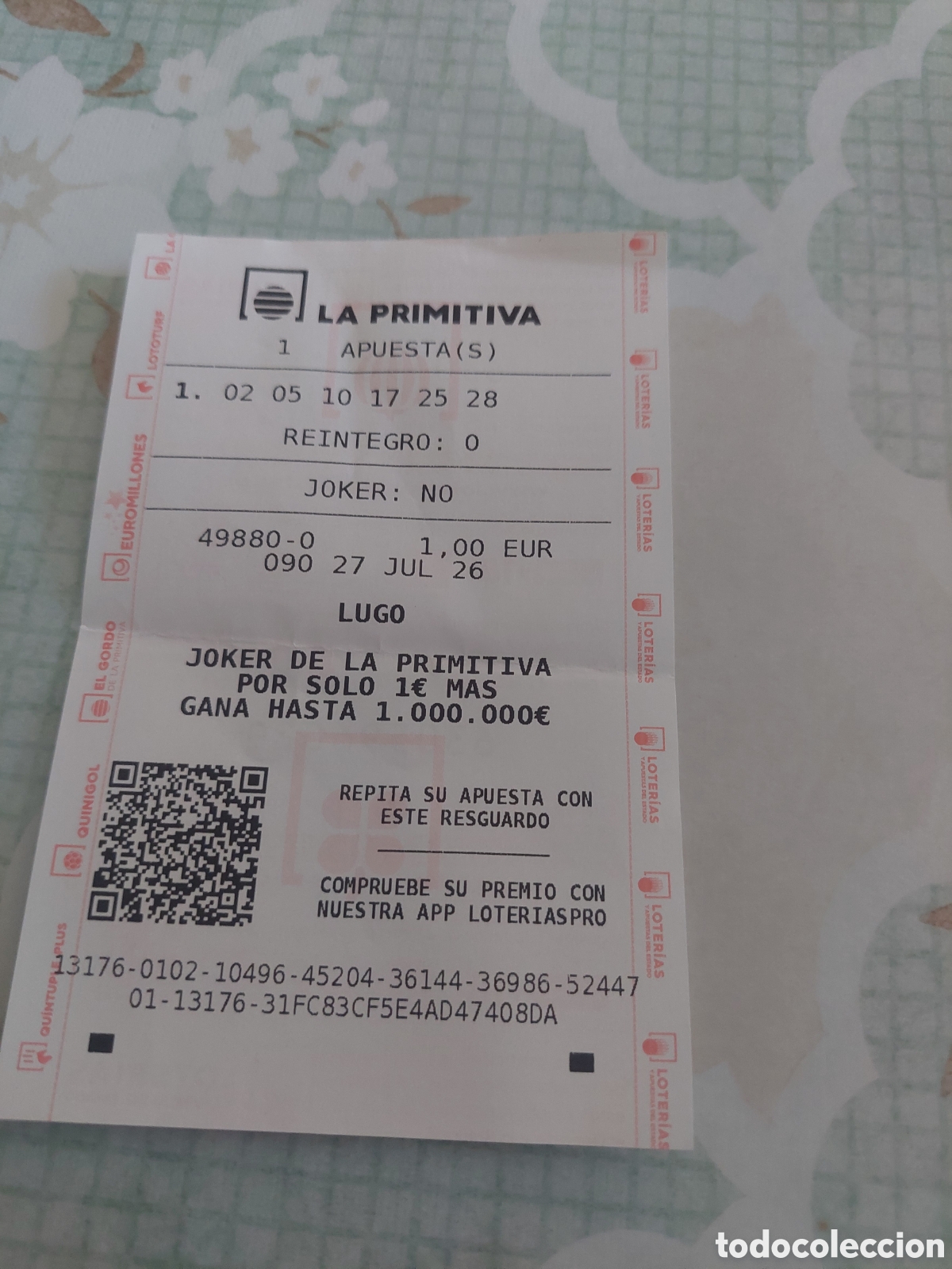 Loter&iacute;a nacional: IMPRESO LA PRIMITIVA LUGO LOTER&Iacute;A APUESTAS 2026