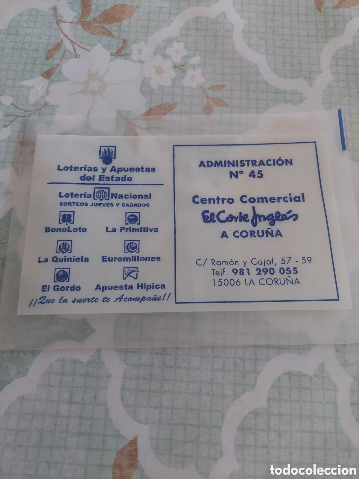 Loter&iacute;a nacional: CARTERA D&Eacute;CIMOS LOTER&Iacute;A EL CORTE INGL&Eacute;S LA CORU&Ntilde;A