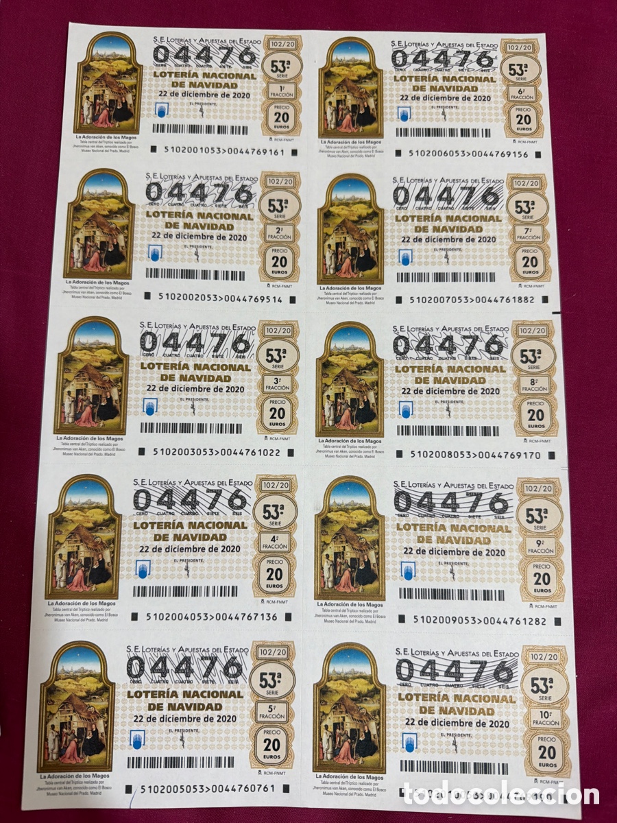 Loter&iacute;a nacional: Loter&iacute;a nacional series completas a&ntilde;o 2020