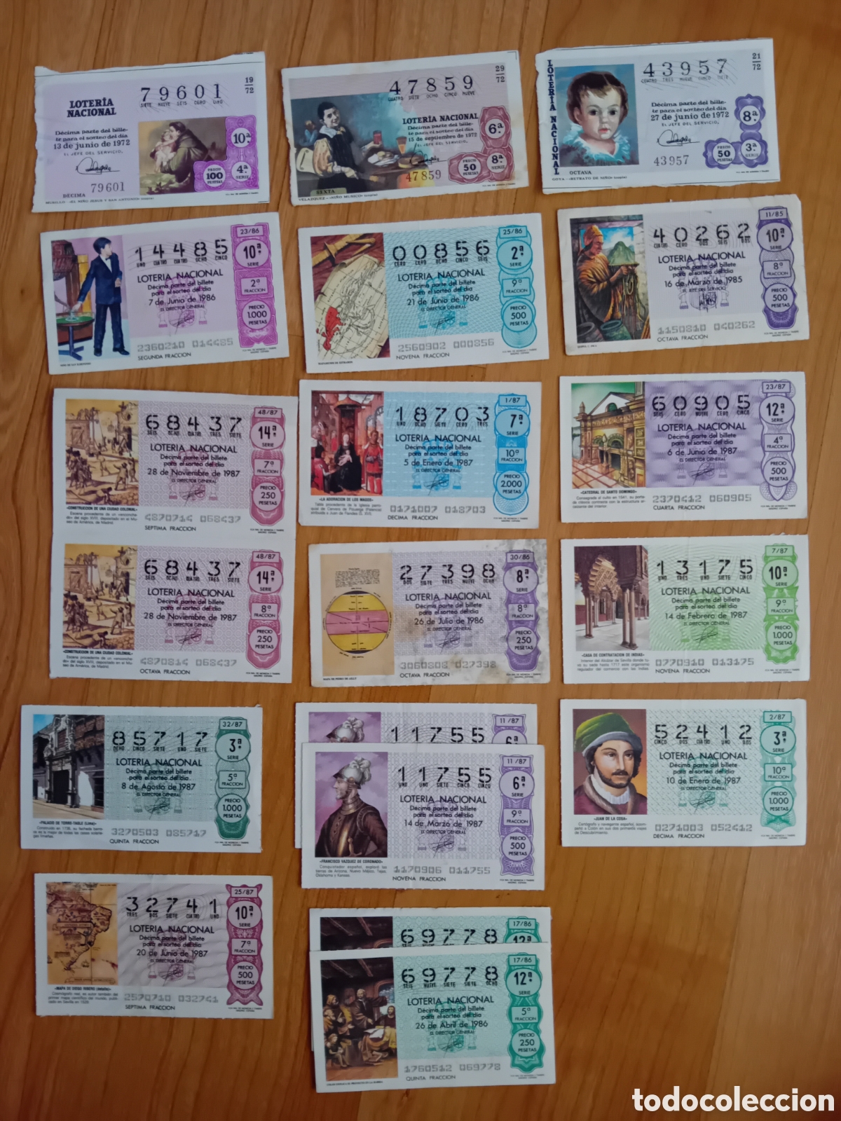 Loter&iacute;a nacional: LOTE VARIADO 19 DECIMOS LOTERIA NACIONAL. 1972, 1986 Y 1987