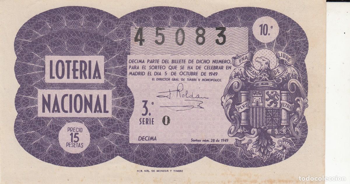 Loter&iacute;a nacional: D&Eacute;CIMO LOTER&Iacute;A NACIONAL SORTEO NUM. 28 - 5 DE OCTUBRE DE 1949