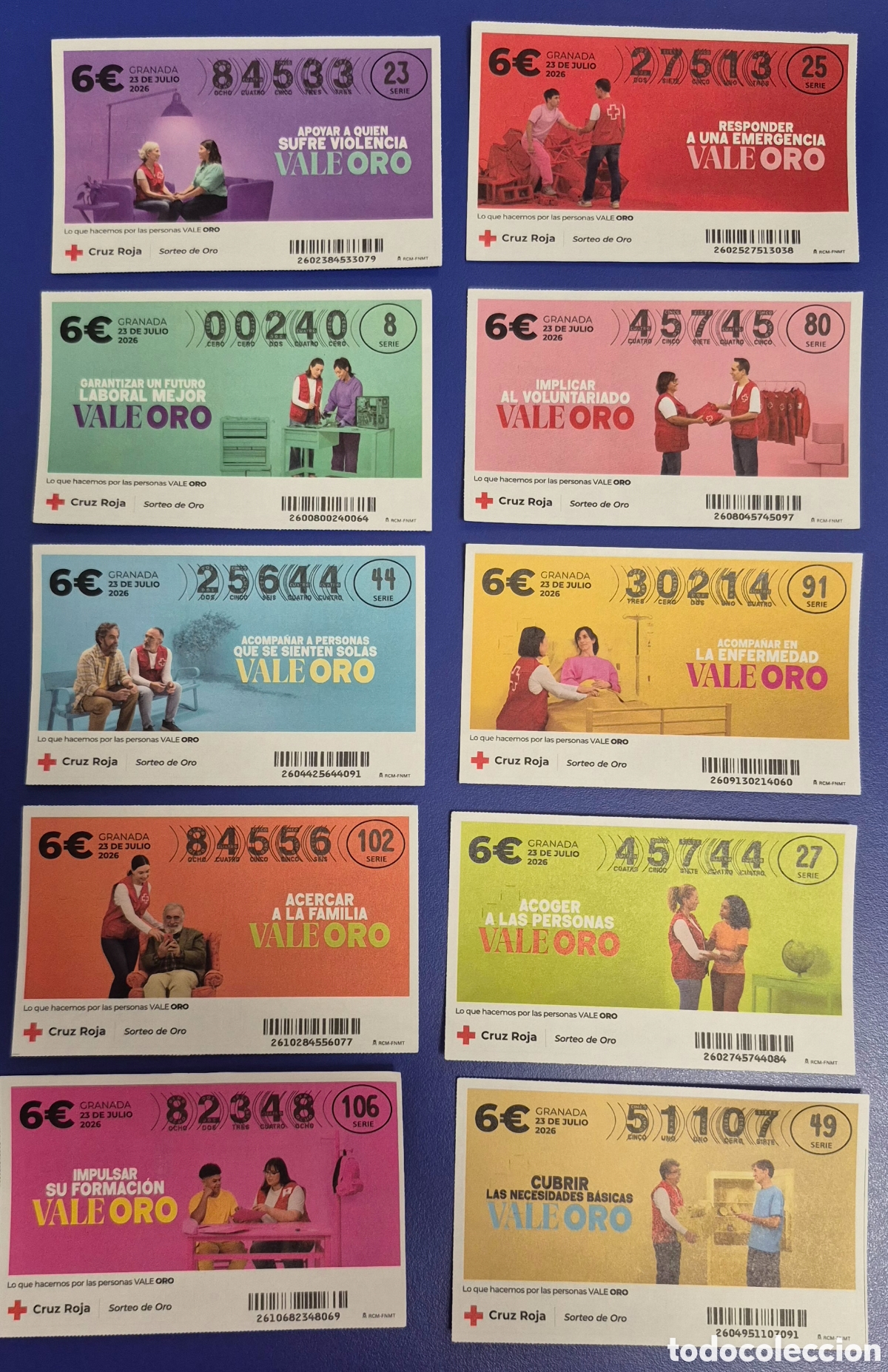 Loter&iacute;a nacional: LOTERIA CRUZ ROJA SORTEO DEL ORO A&Ntilde;O 2026 SERIE COMPLETA