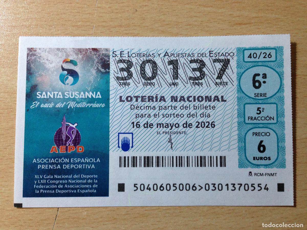 Loter&iacute;a nacional: LOTERIA NACIONAL - 16-05-2026 - 30137 - ASOCIACION ESPA&Ntilde;OLA DE PRENSA DEPORTIVA