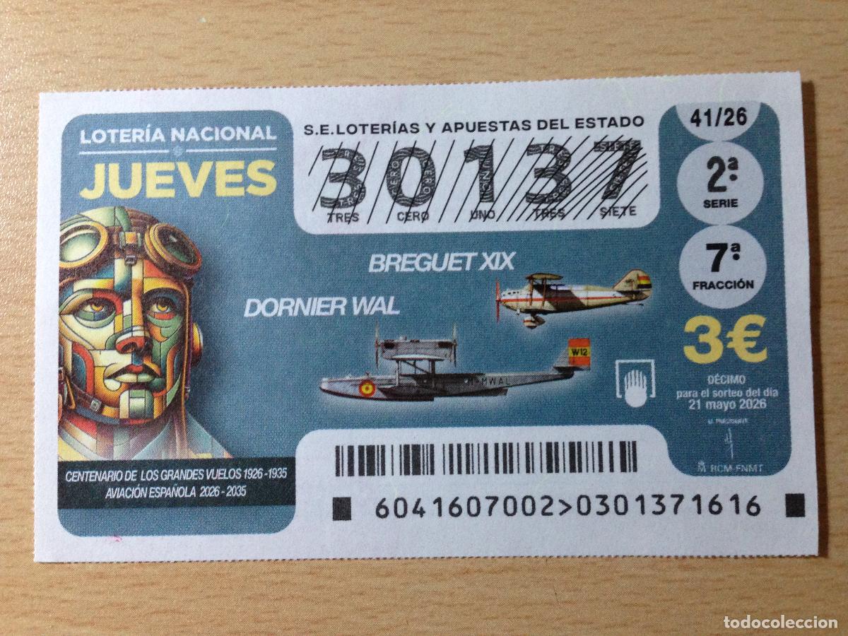Loter&iacute;a nacional: LOTERIA NACIONAL - 21-05-2026 - 30137 - CENTENARIO DE LOS GRANDES VUELOS