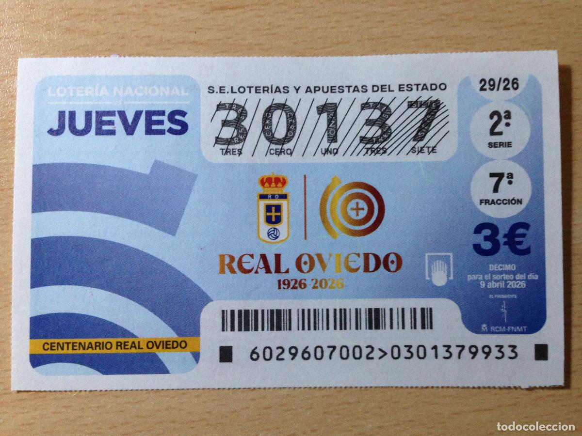 Loter&iacute;a nacional: LOTERIA NACIONAL - 09-04-2026 - 30137 - REAL OVIEDO 1926-2026