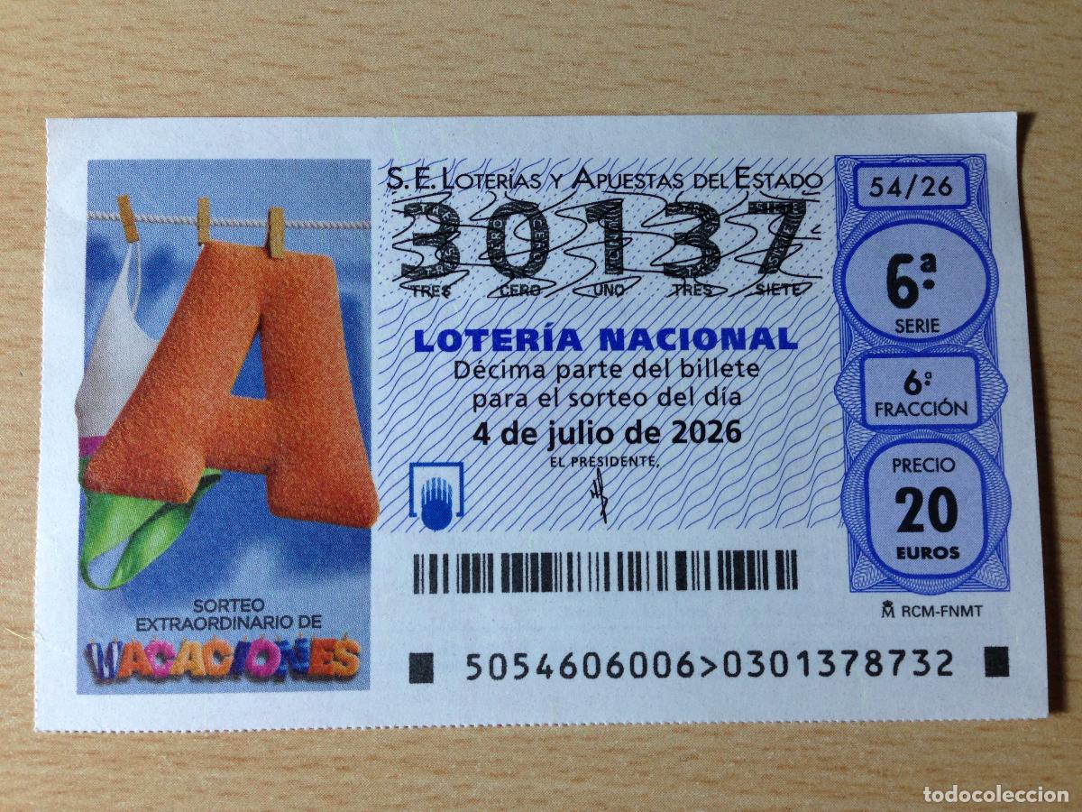 Loter&iacute;a nacional: LOTERIA NACIONAL - 04-07-2026 - 30137 - SORTEO EXTRAORDINARIO VACACIONES