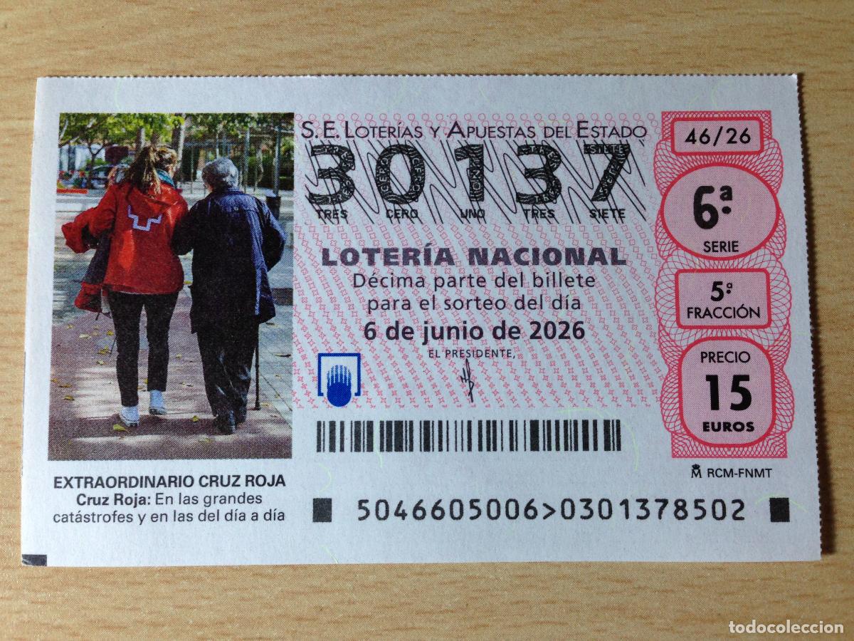 Loter&iacute;a nacional: LOTERIA NACIONAL - 06-06-2026 - 30137 - SORTEO EXTRAORDINARIO CRUZ ROJA