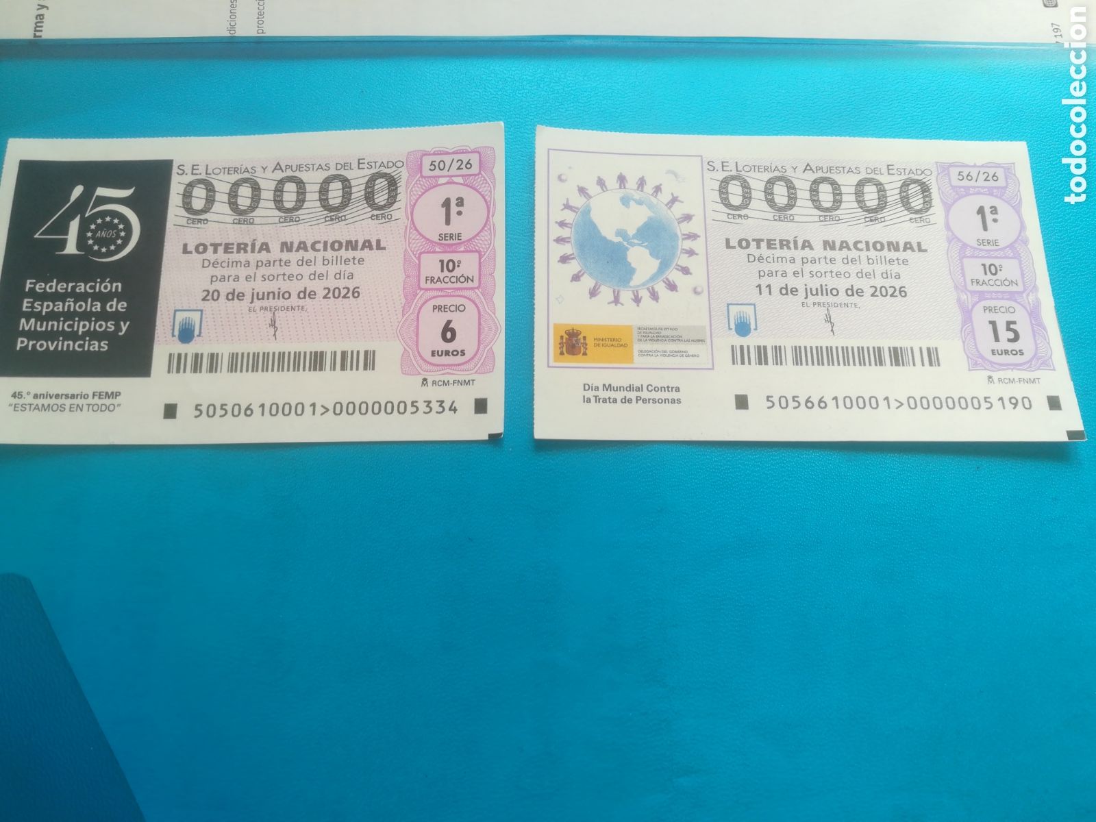 Loter&iacute;a nacional: 2 decimos con numeracion curiosa