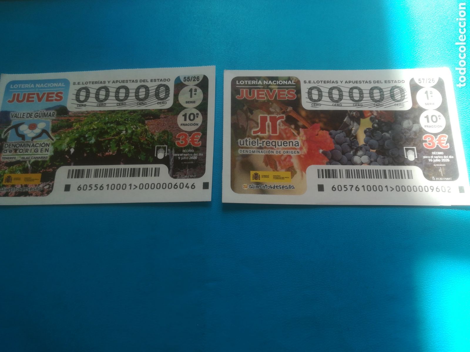 Loter&iacute;a nacional: Dos decimos con numeracion 00000