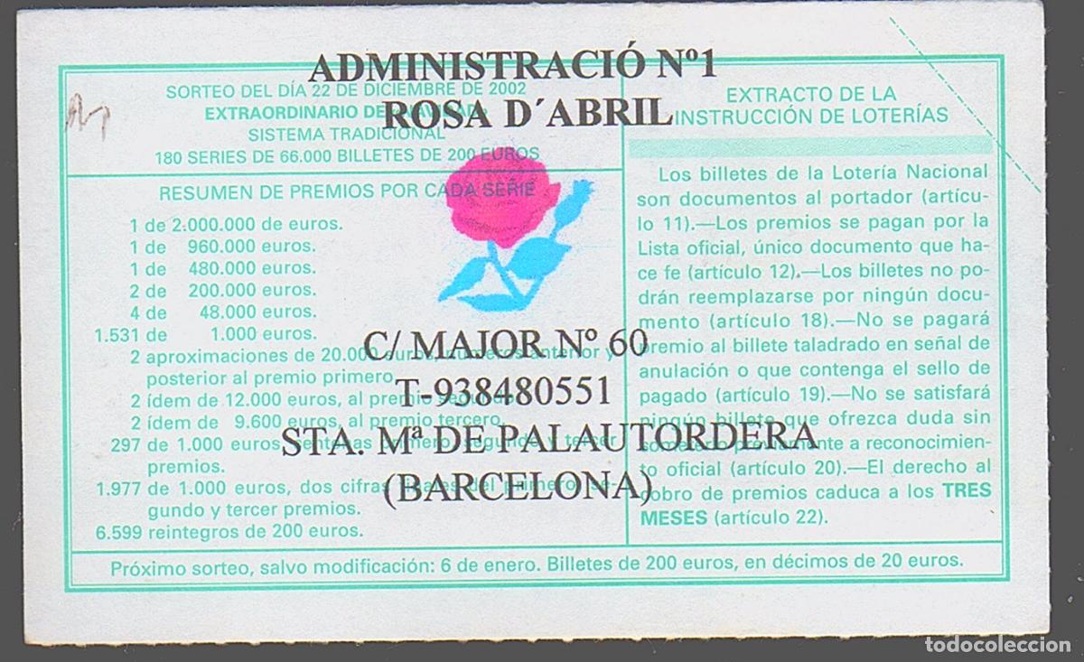 Loter&iacute;a nacional: LOTER&Iacute;A NACIONAL DEL SABADO - ADMINISTRACI&Oacute;N N&ordm; 1 DE STA M&ordf; DE PALAUTORDERA (BARCELONA) -