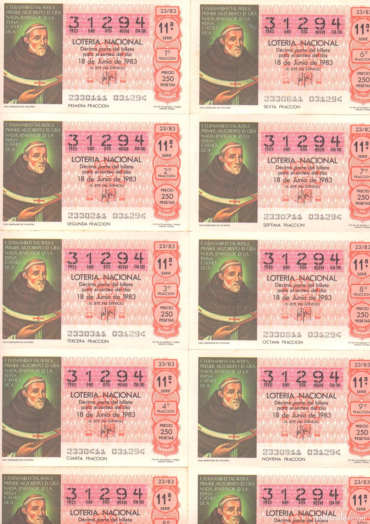 Loter&iacute;a nacional: LOTER&Iacute;A NACIONAL DEL SABADO - BILLETE DEL SORTEO 23 DE 1983 -