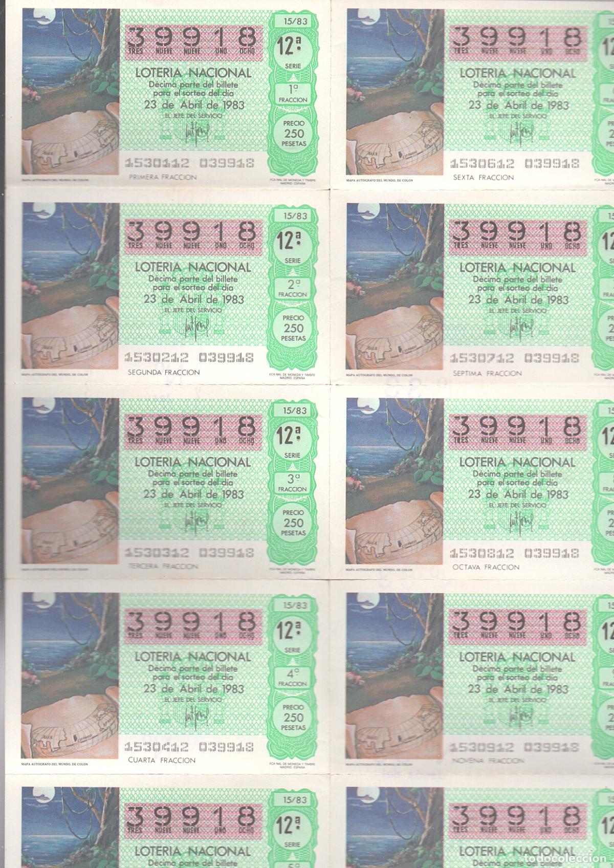 Loter&iacute;a nacional: LOTER&Iacute;A NACIONAL DEL SABADO - BILLETE DEL SORTEO 15 DE 1983 -