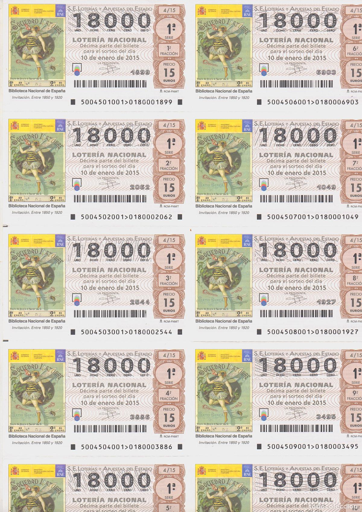 Loter&iacute;a nacional: LOTER&Iacute;A NACIONAL DEL SABADO - BILLETE DEL SORTEO 4 DE 2015 - EN PERFECTO ESTADO -