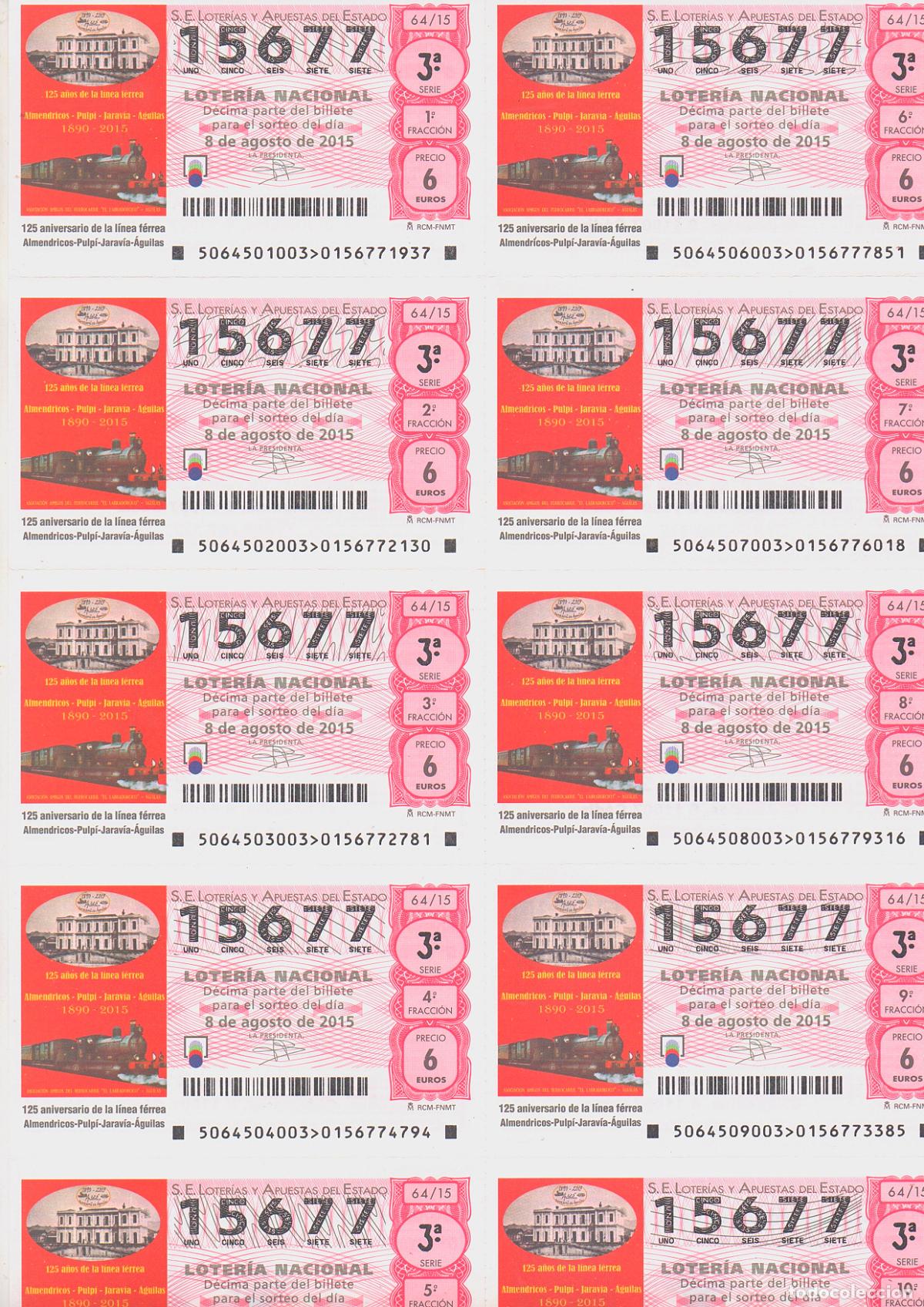 Loter&iacute;a nacional: LOTER&Iacute;A NACIONAL DEL SABADO - BILLETE DEL SORTEO 64 DE 2015 - EN PERFECTO ESTADO -