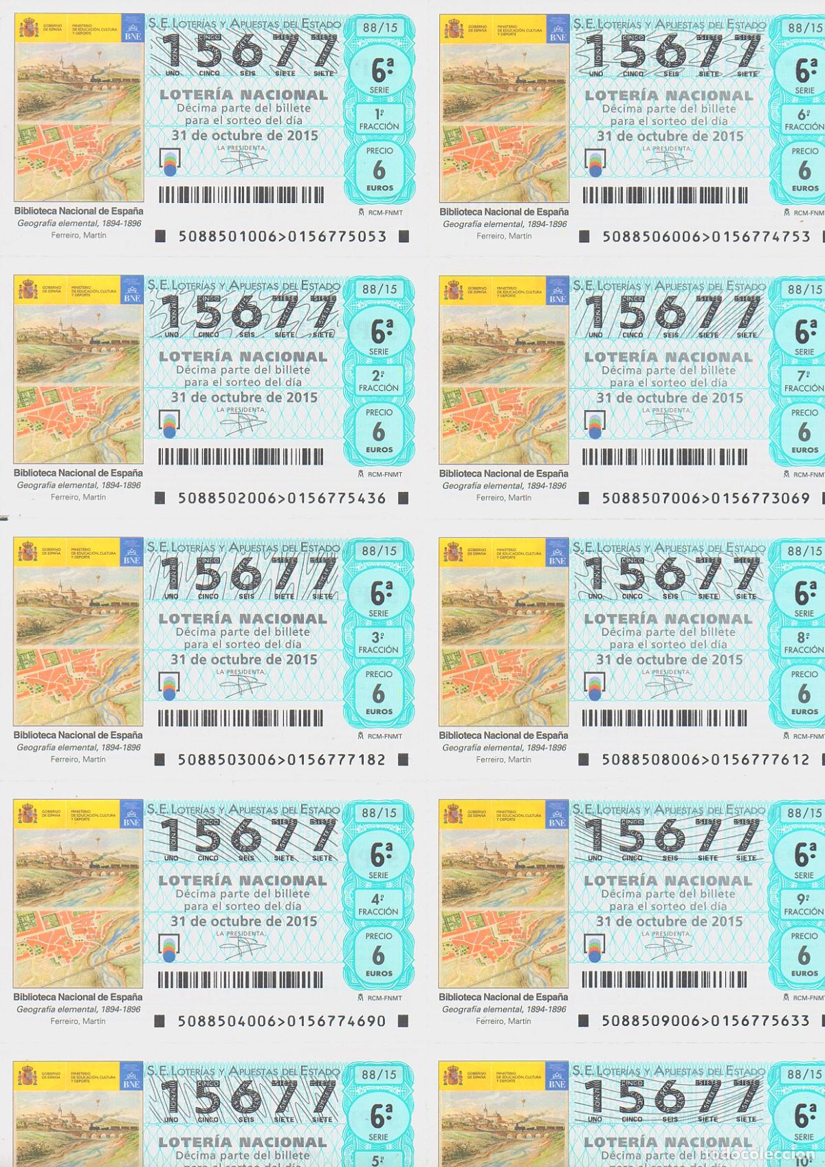 Loter&iacute;a nacional: LOTER&Iacute;A NACIONAL DEL SABADO - BILLETE DEL SORTEO 88 DE 2015 - EN PERFECTO ESTADO -
