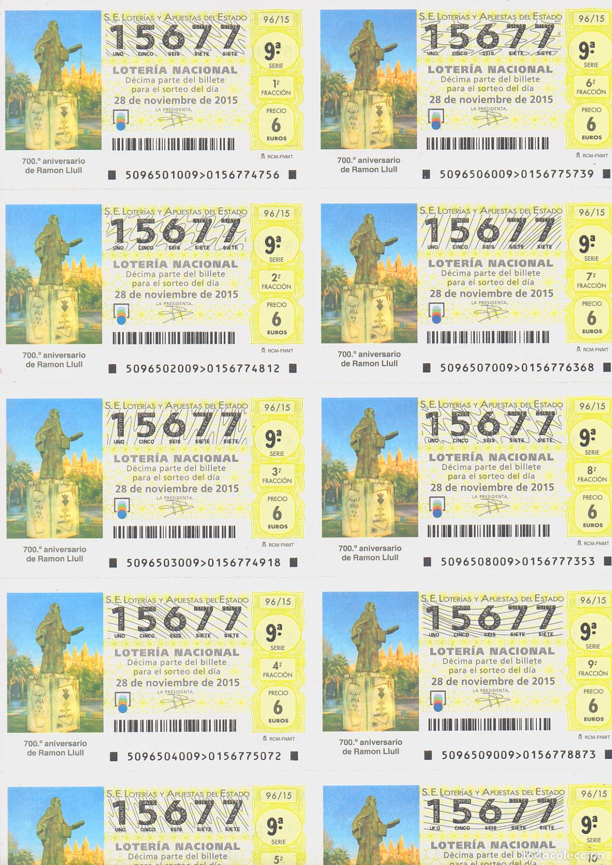 Loter&iacute;a nacional: LOTER&Iacute;A NACIONAL DEL SABADO - BILLETE DEL SORTEO 96 DE 2015 - EN PERFECTO ESTADO -