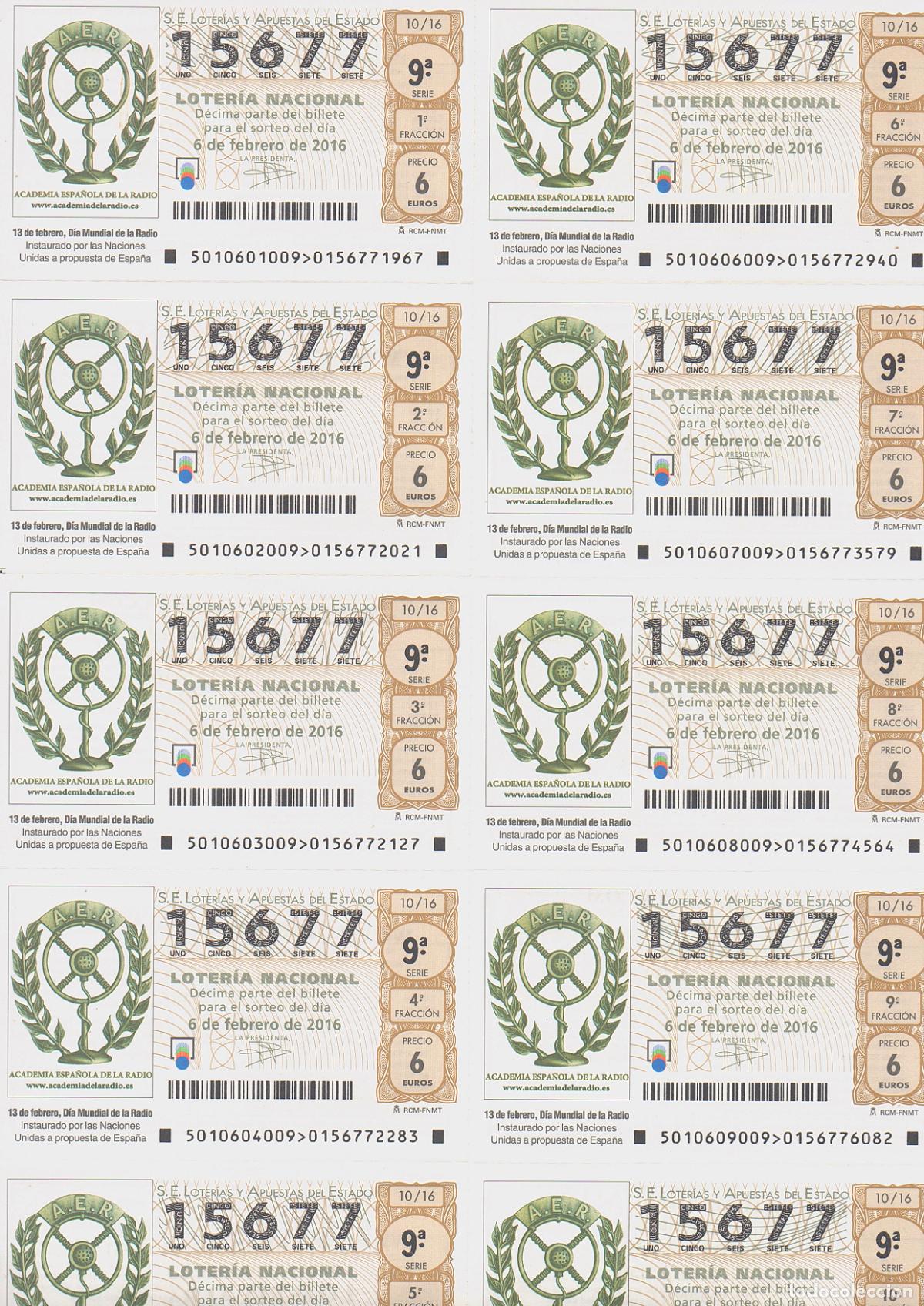 Loter&iacute;a nacional: LOTER&Iacute;A NACIONAL DEL SABADO - BILLETE DEL SORTEO 10 DE 2016 - EN PERFECTO ESTADO -