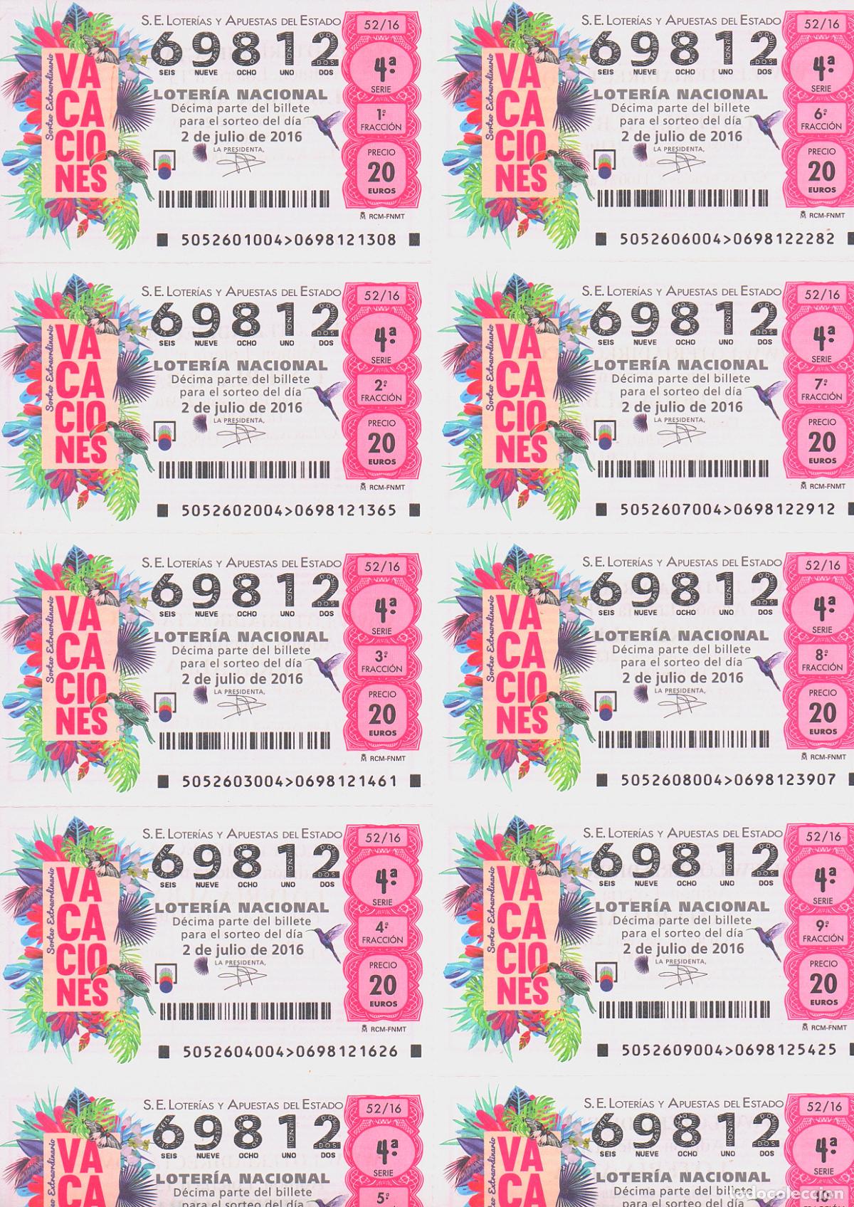 Loter&iacute;a nacional: LOTER&Iacute;A NACIONAL DEL SABADO - BILLETE DEL SORTEO 52 DE 2016 - EN PERFECTO ESTADO -