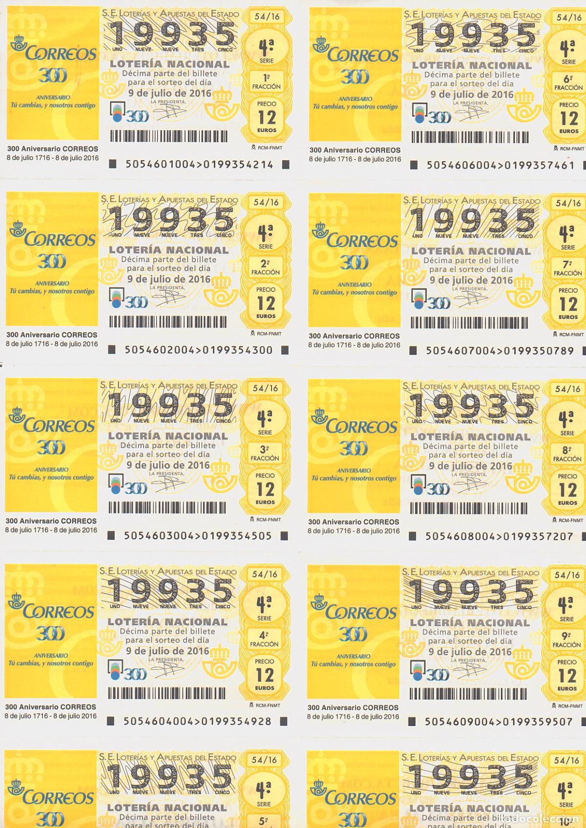 Loter&iacute;a nacional: LOTER&Iacute;A NACIONAL DEL SABADO - BILLETE DEL SORTEO 54 DE 2016 - EN PERFECTO ESTADO -