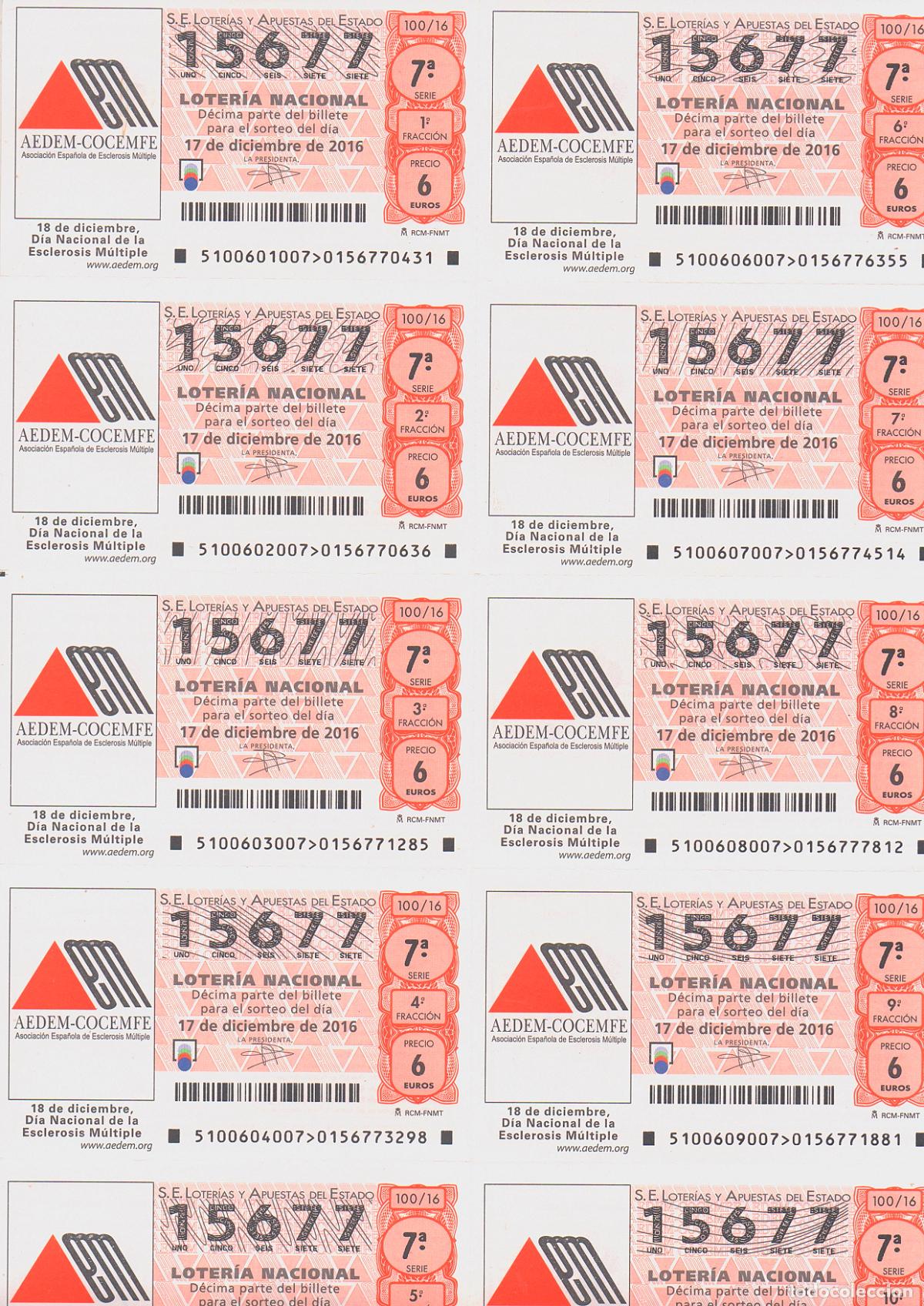 Loter&iacute;a nacional: LOTER&Iacute;A NACIONAL DEL SABADO - BILLETE DEL SORTEO 100 DE 2016 - EN PERFECTO ESTADO -