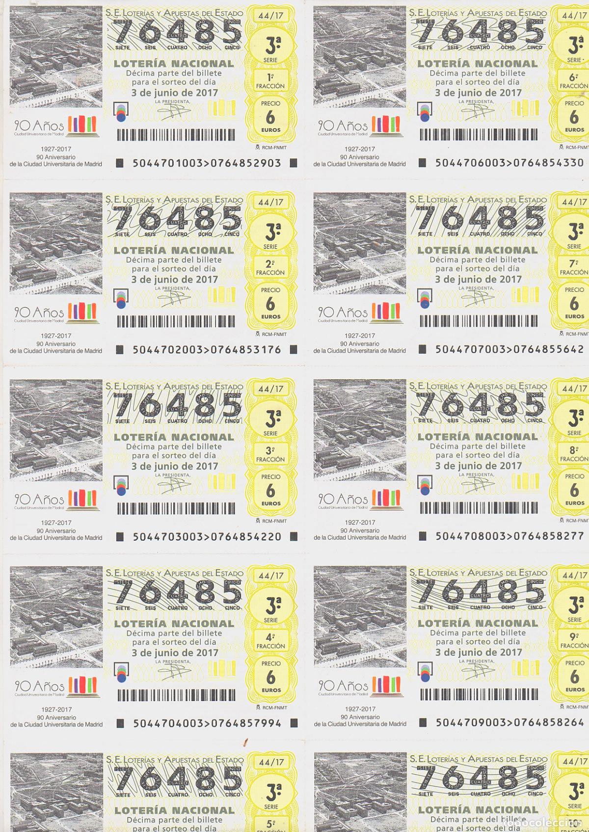 Loter&iacute;a nacional: LOTER&Iacute;A NACIONAL DEL SABADO - BILLETE DEL SORTEO 44 DE 2017 - EN PERFECTO ESTADO -