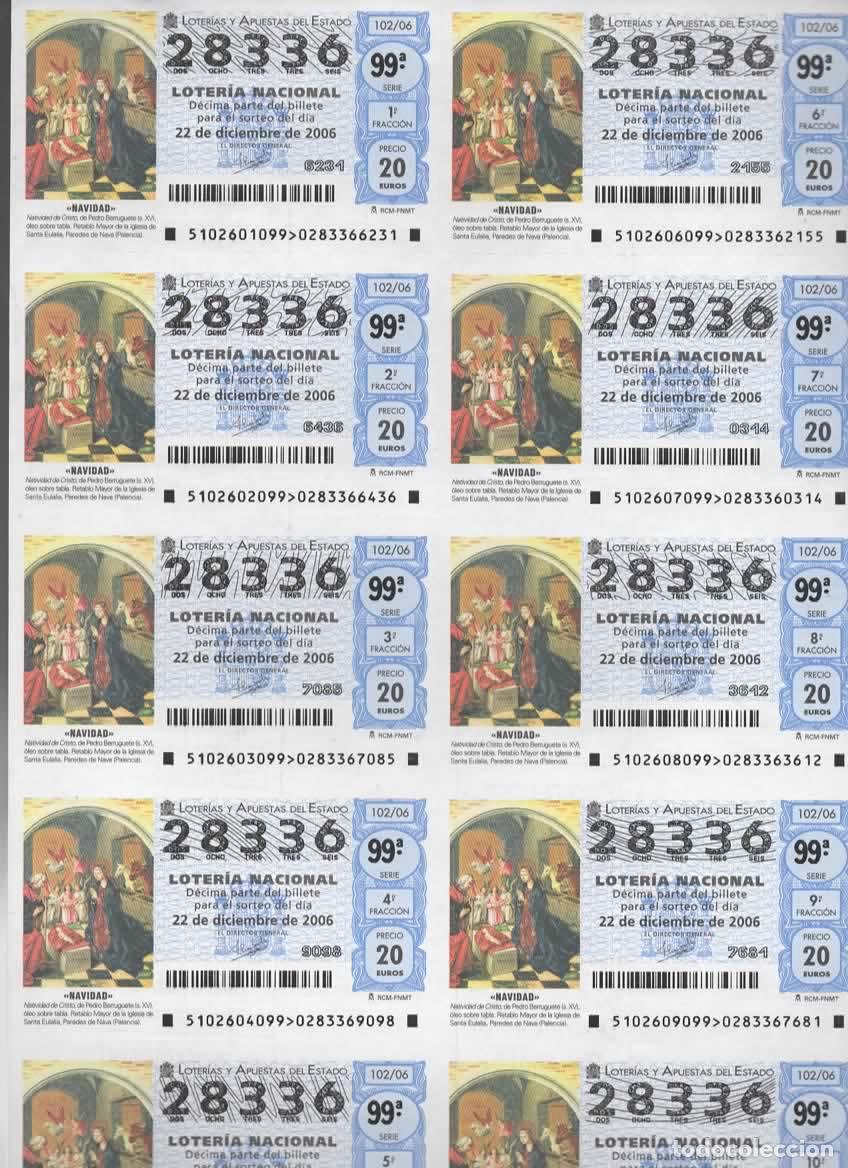 Loter&iacute;a nacional: LOTER&Iacute;A NACIONAL DEL SABADO - BILLETE DEL SORTEO 102 DEL 2006- EN PERFECTO ESTADO -