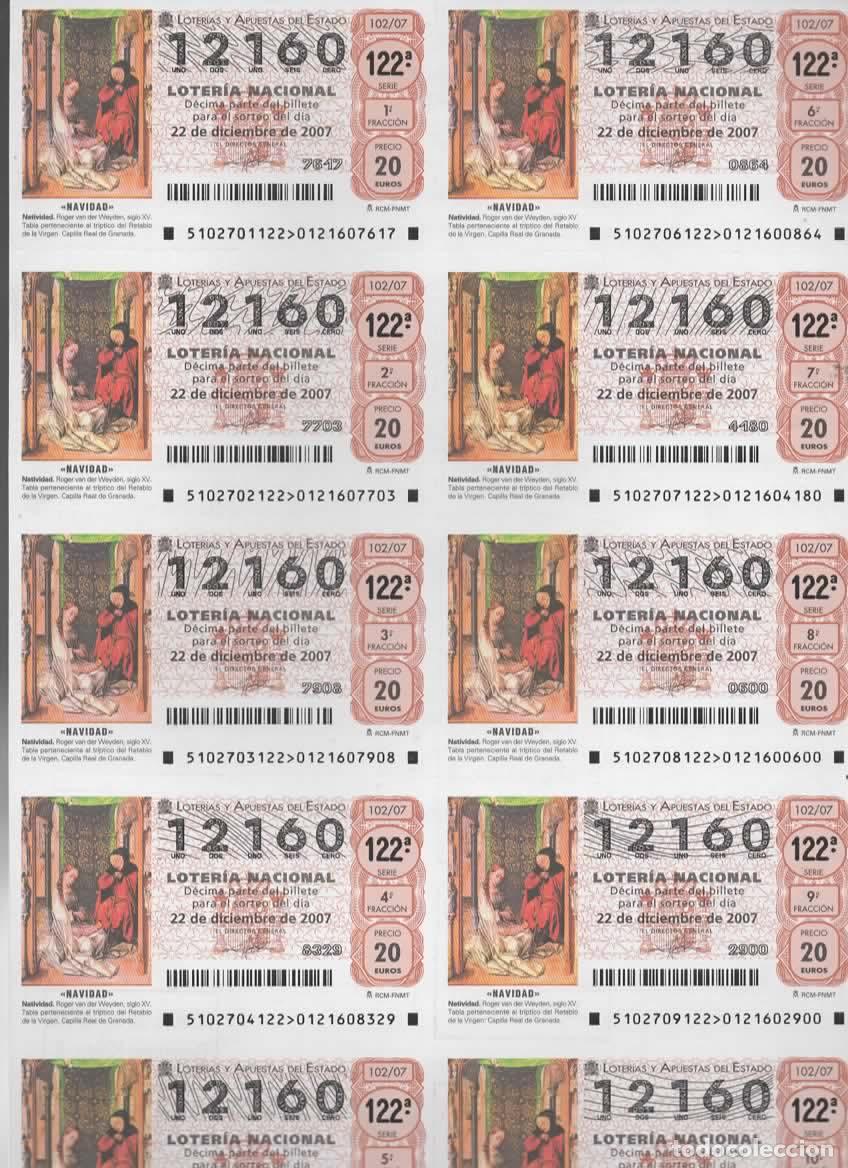 Loter&iacute;a nacional: LOTER&Iacute;A NACIONAL DEL SABADO - BILLETE DEL SORTEO 102 DEL 2007- EN PERFECTO ESTADO -