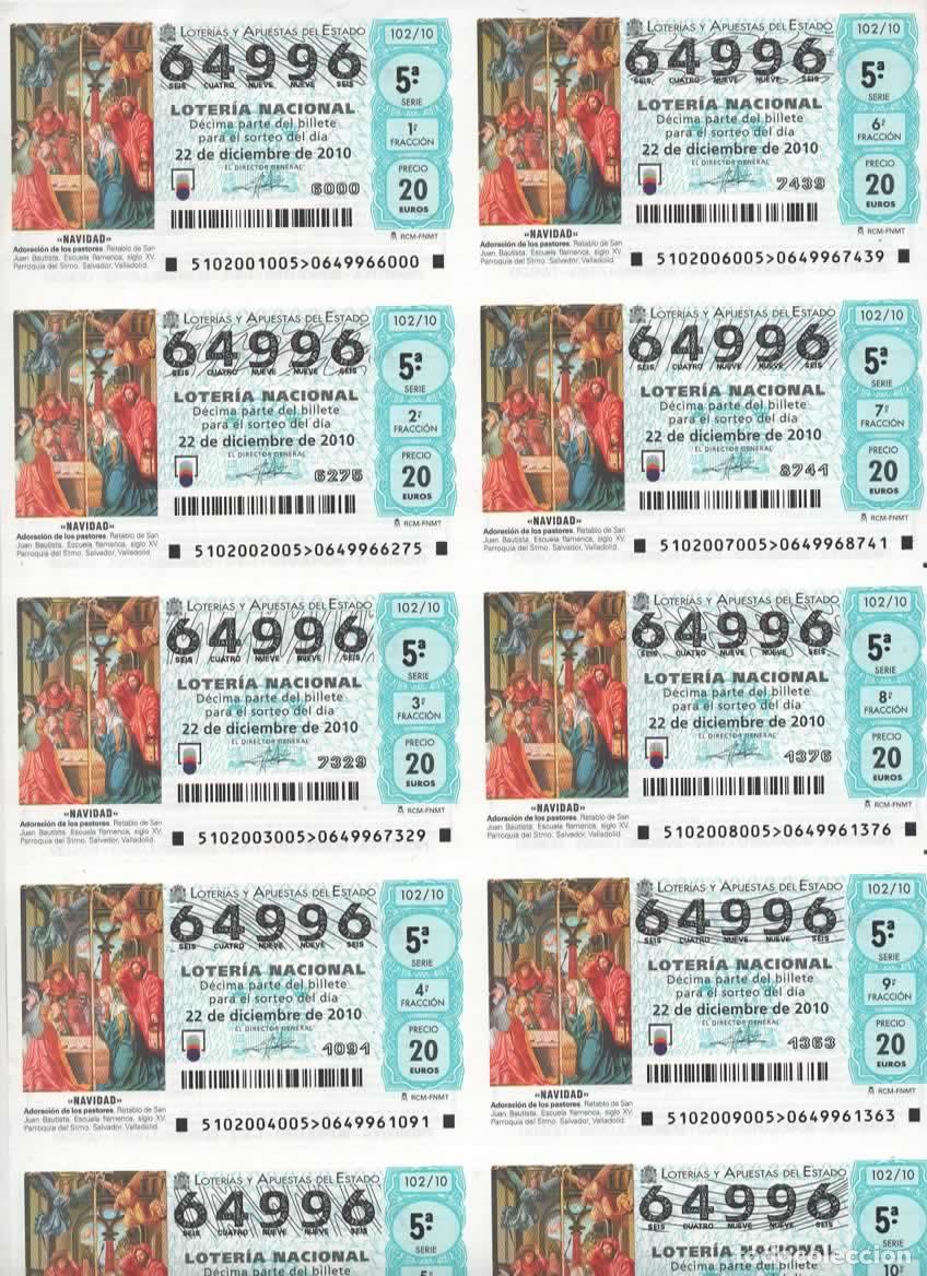 Loter&iacute;a nacional: LOTER&Iacute;A NACIONAL DEL SABADO - BILLETE DEL SORTEO 102 DEL 2010- EN PERFECTO ESTADO -