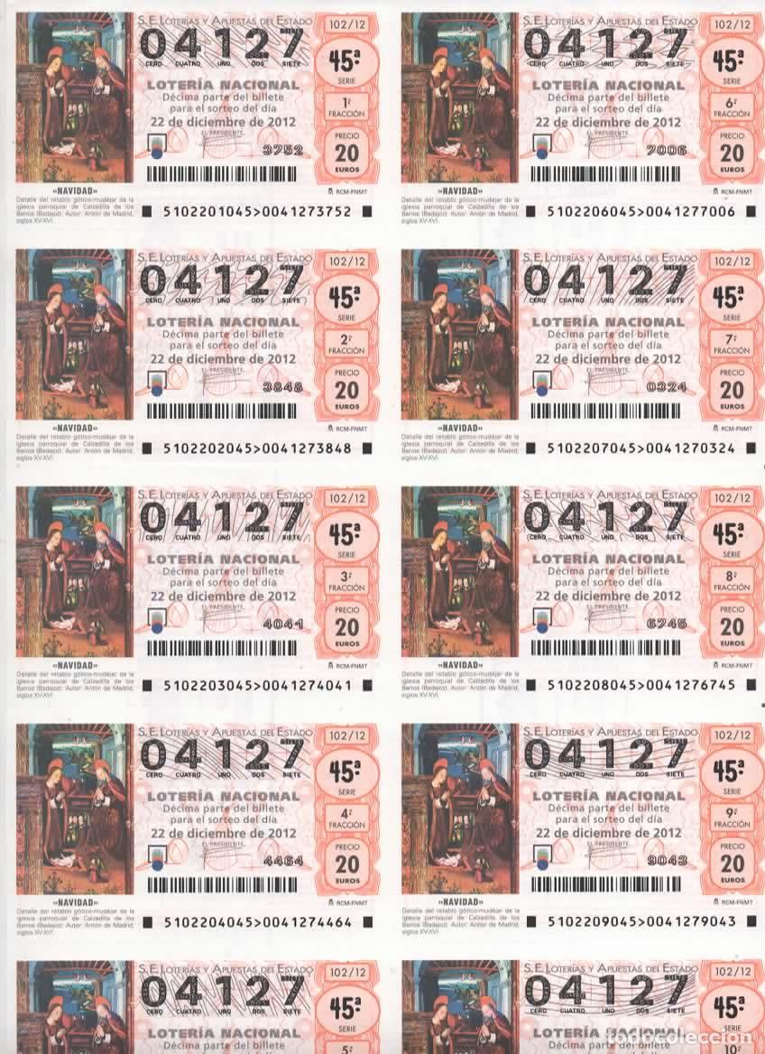 Loter&iacute;a nacional: LOTER&Iacute;A NACIONAL DEL SABADO - BILLETE DEL SORTEO 102 DEL 2012- EN PERFECTO ESTADO -
