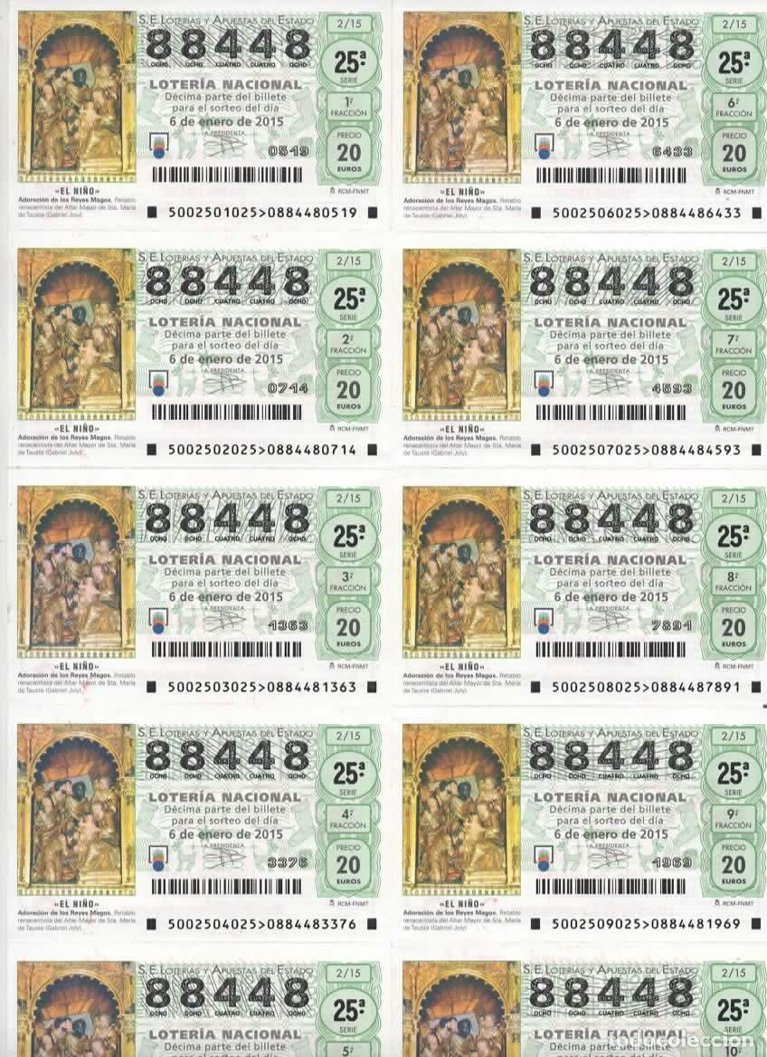 Loter&iacute;a nacional: LOTER&Iacute;A NACIONAL DEL SABADO - BILLETE DEL SORTEO 2 DEL 2015- EN PERFECTO ESTADO -