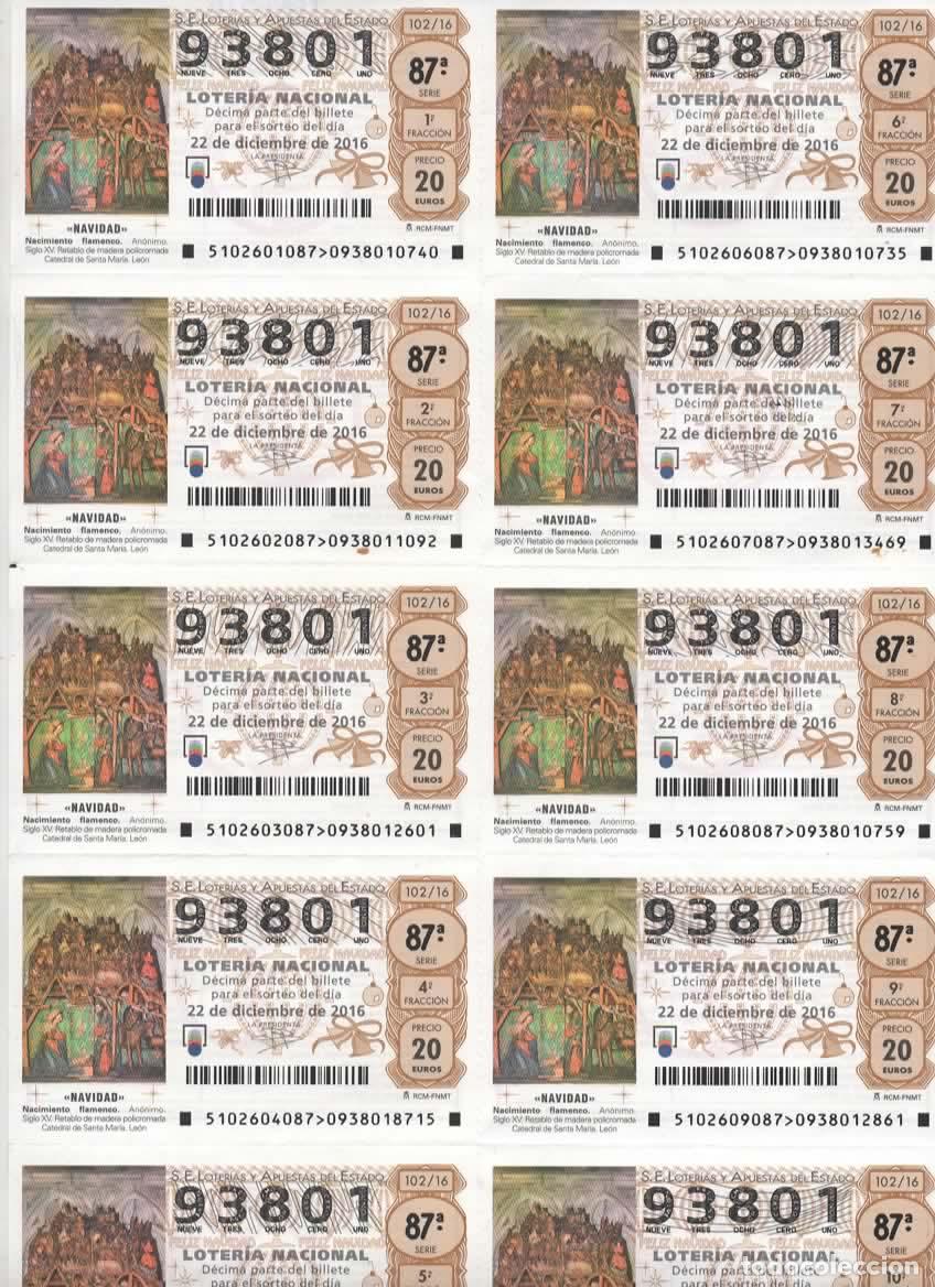Loter&iacute;a nacional: LOTER&Iacute;A NACIONAL DEL SABADO - BILLETE DEL SORTEO 102 DEL 2016- EN PERFECTO ESTADO -